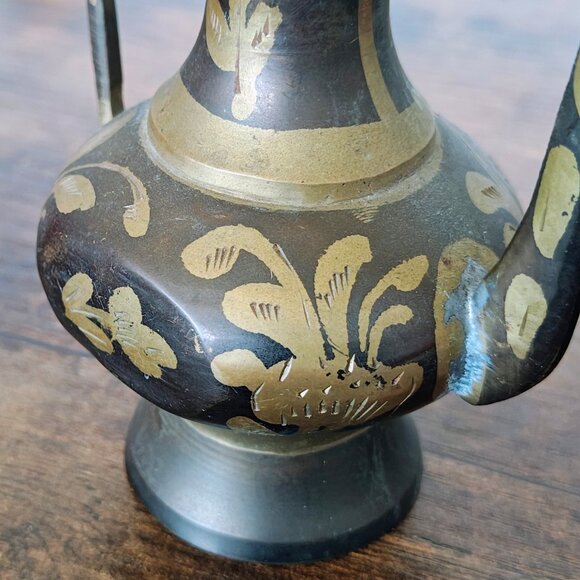 Vintage Etched Brass Coffee Set - Picture 2 of 14